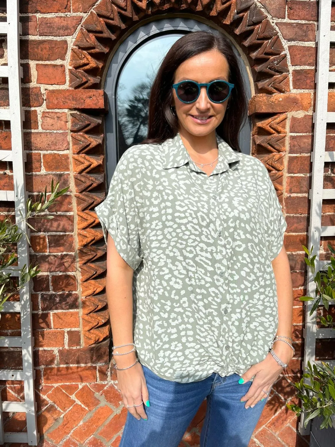 Animal Print Knot Shirt Pam