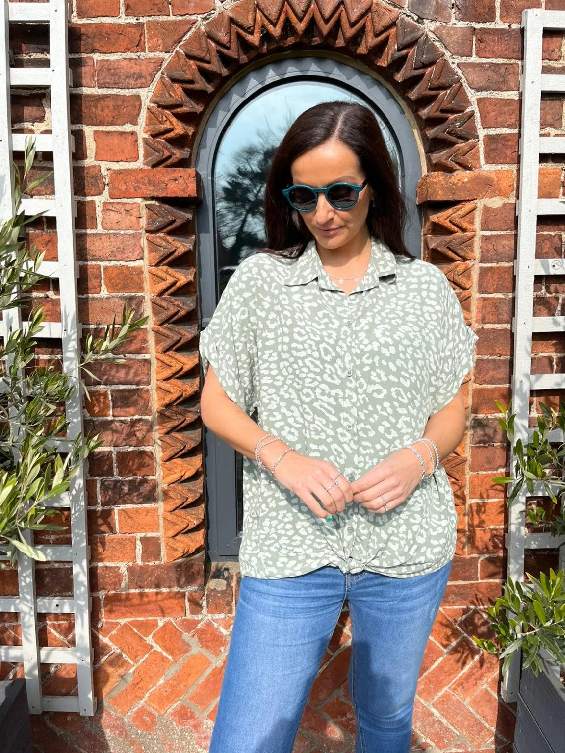 Animal Print Knot Shirt Pam