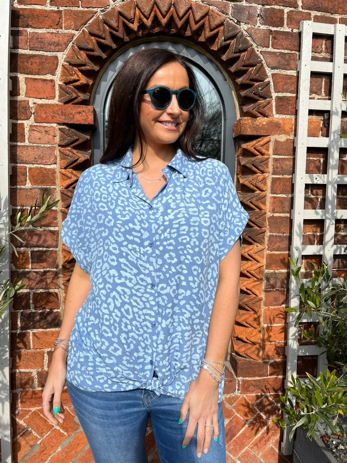 Animal Print Knot Shirt Pam