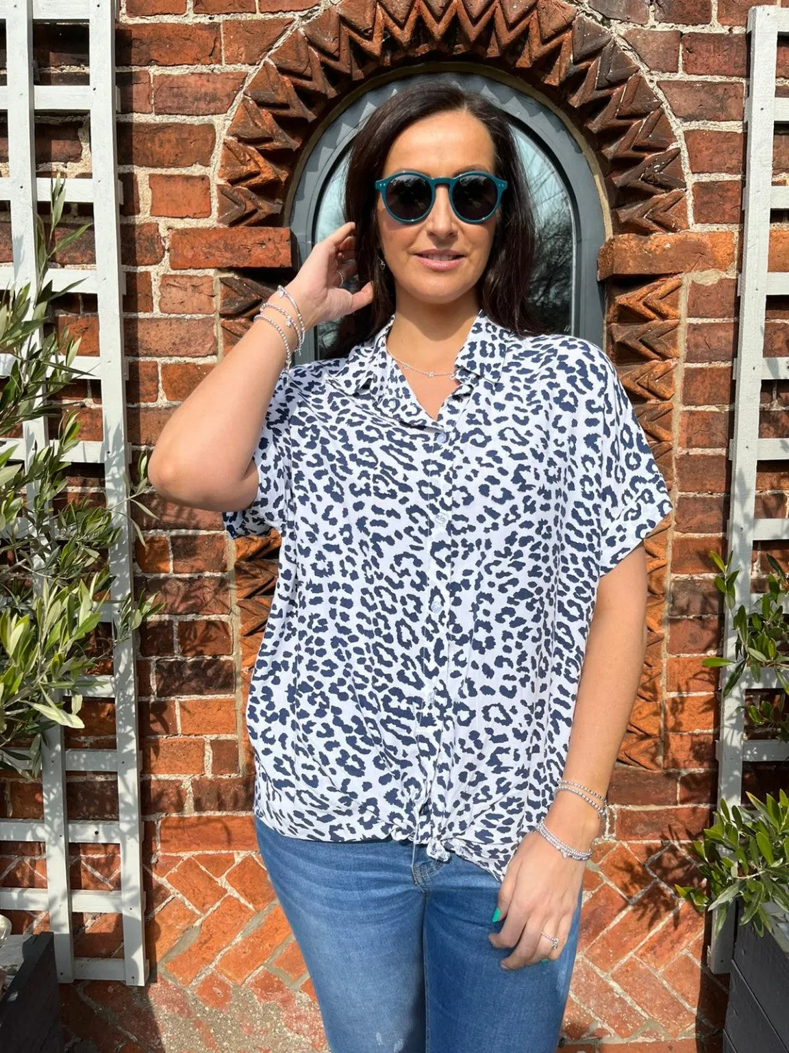 Animal Print Knot Shirt Pam