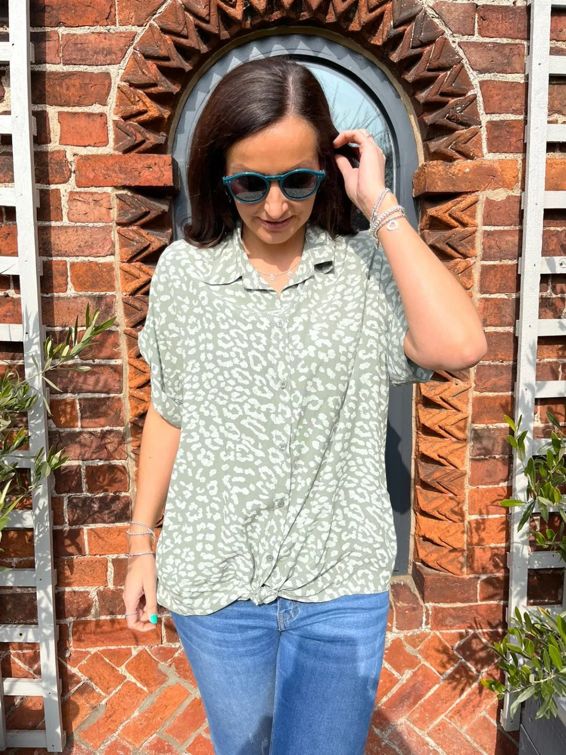 Animal Print Knot Shirt Pam