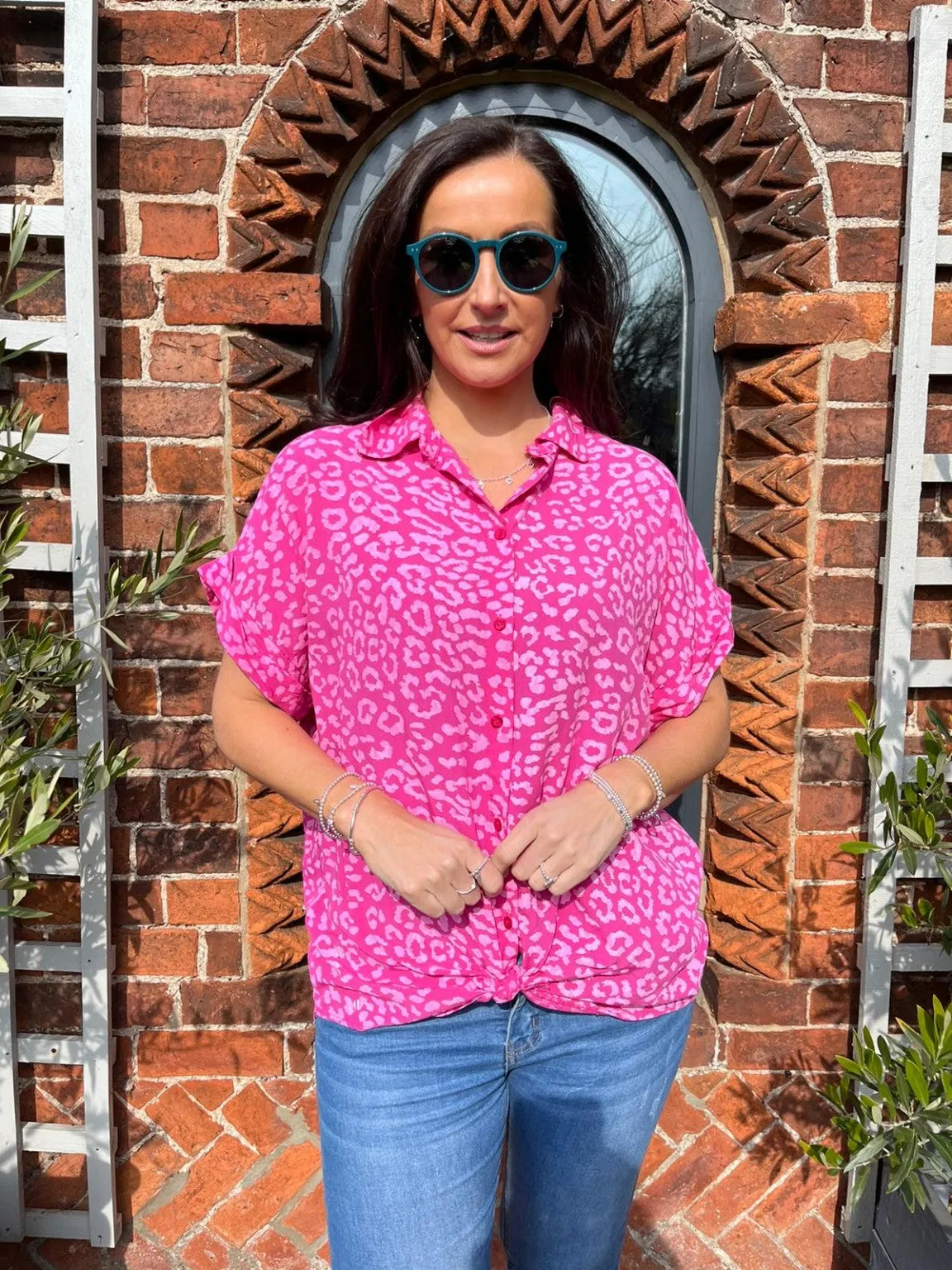Animal Print Knot Shirt Pam