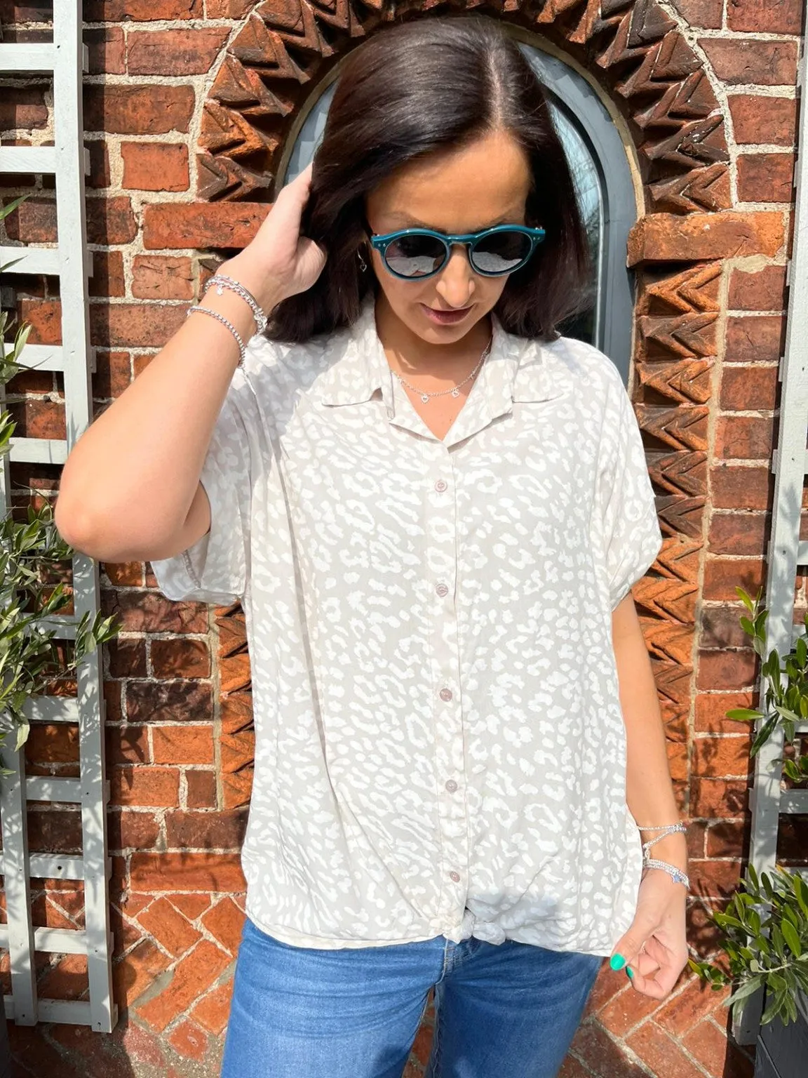 Animal Print Knot Shirt Pam