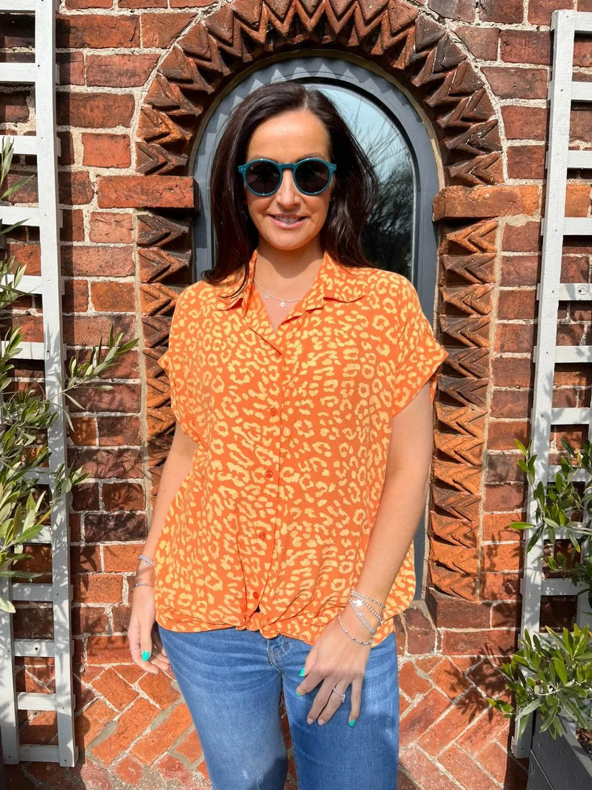 Animal Print Knot Shirt Pam