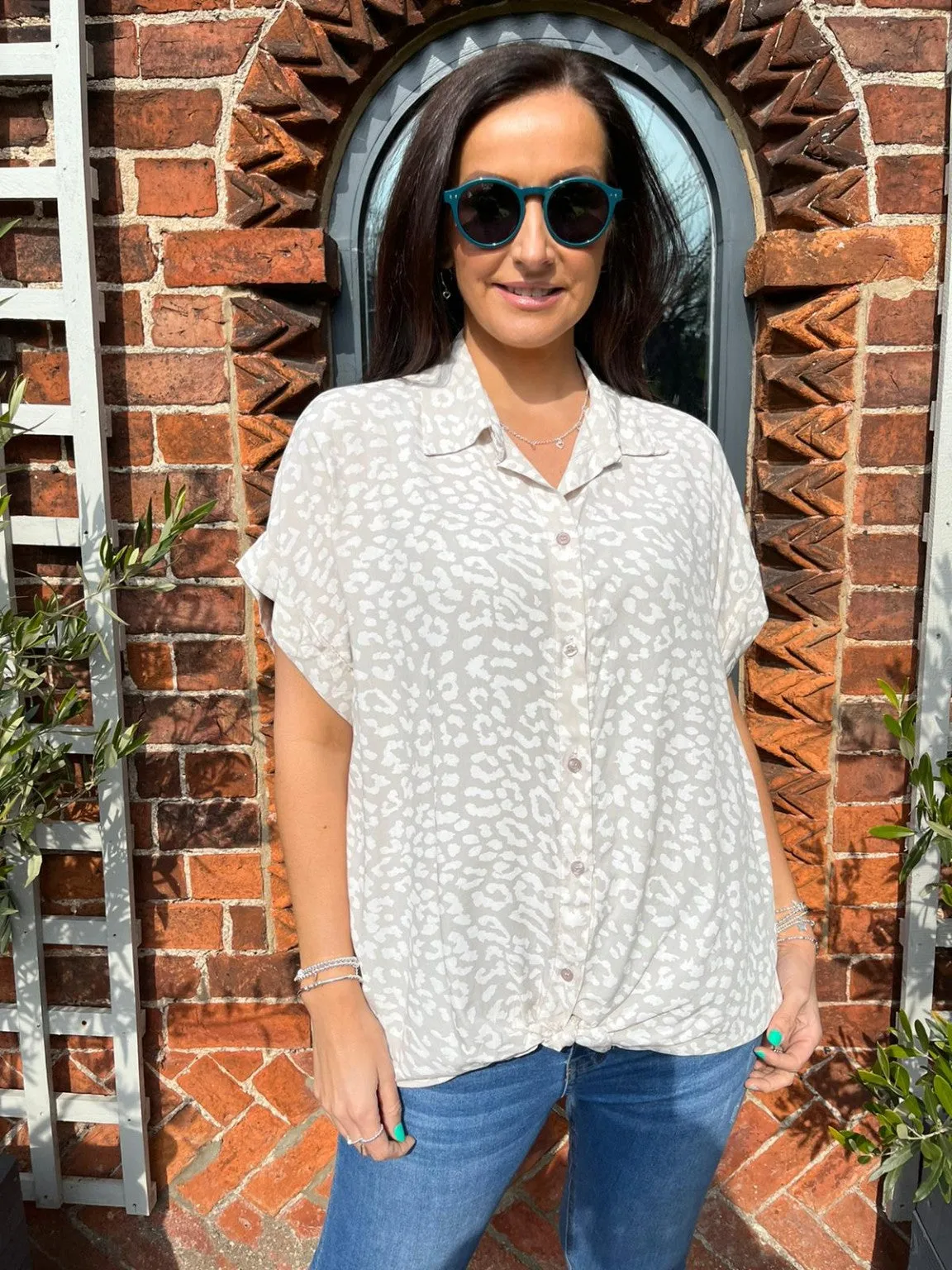 Animal Print Knot Shirt Pam