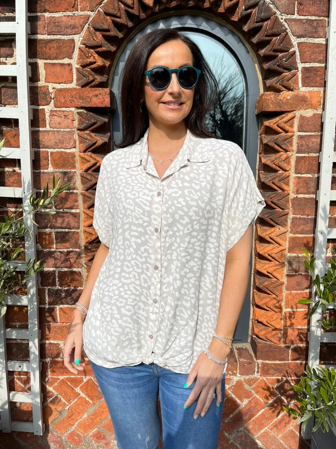 Animal Print Knot Shirt Pam
