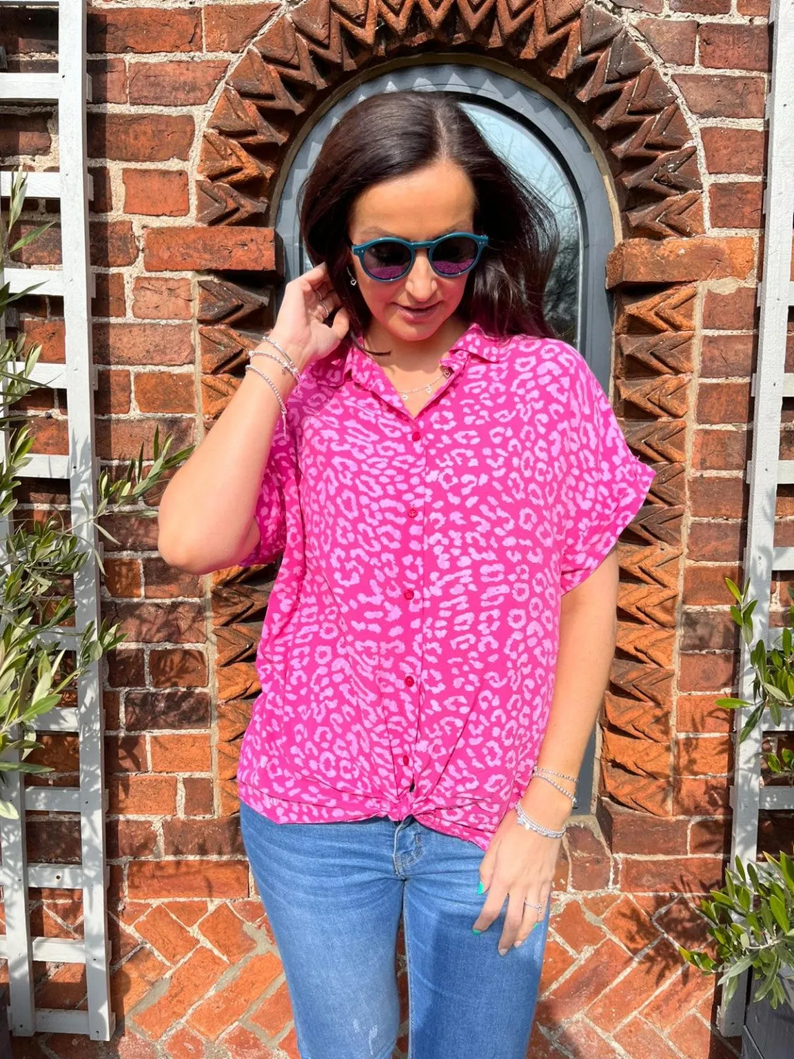 Animal Print Knot Shirt Pam