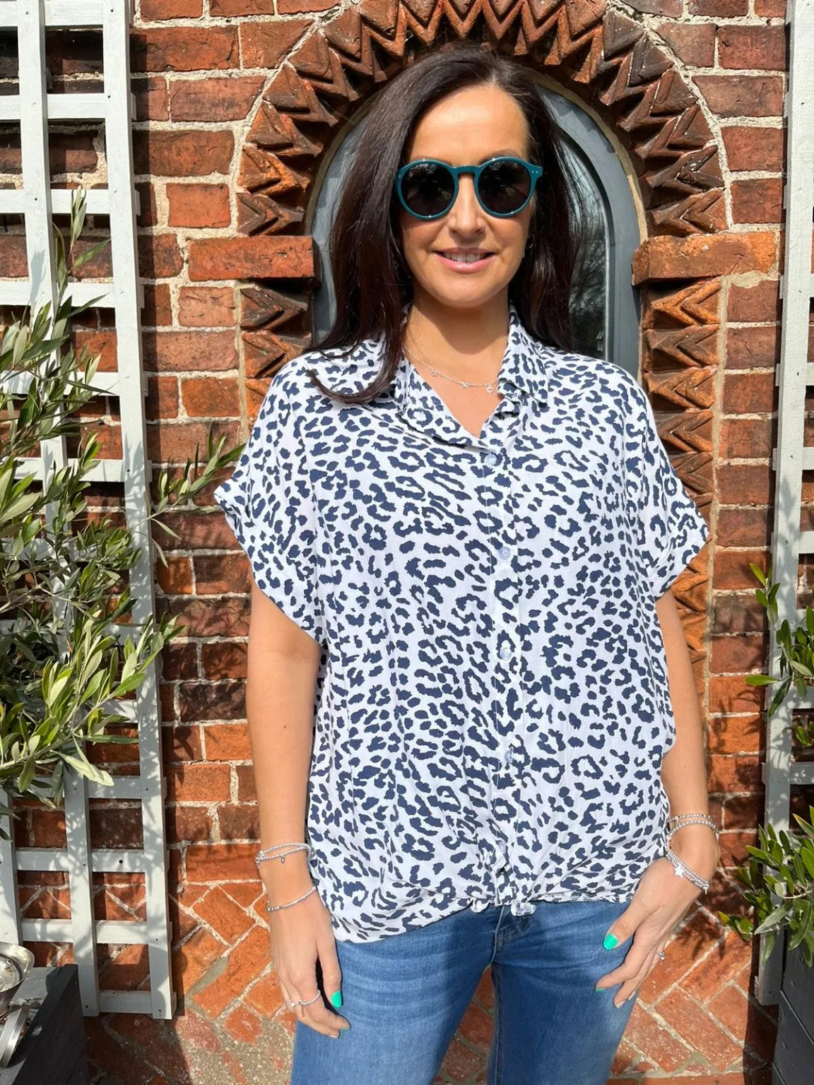 Animal Print Knot Shirt Pam
