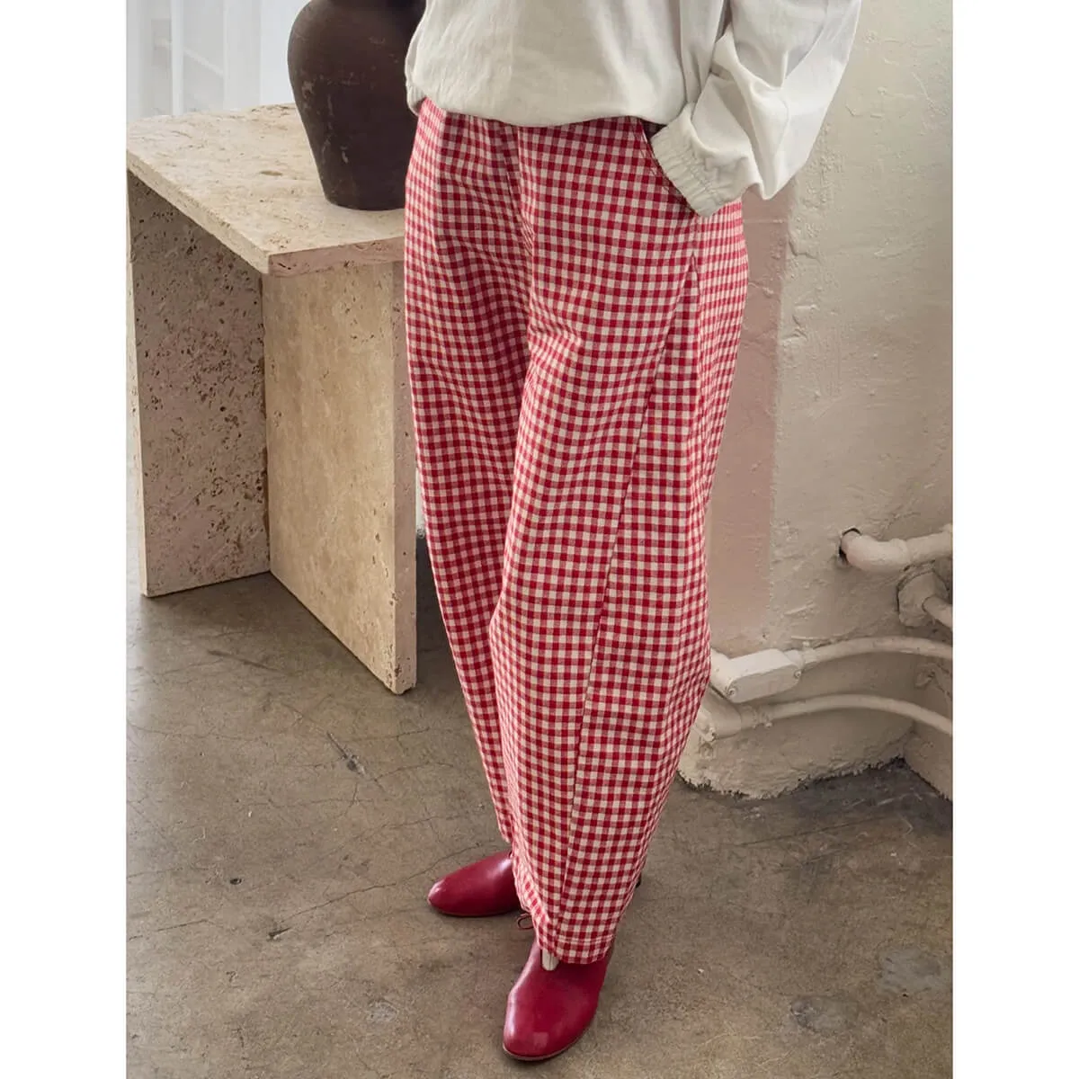 Arc Pants in Red Gingham by Le Bon Shoppe