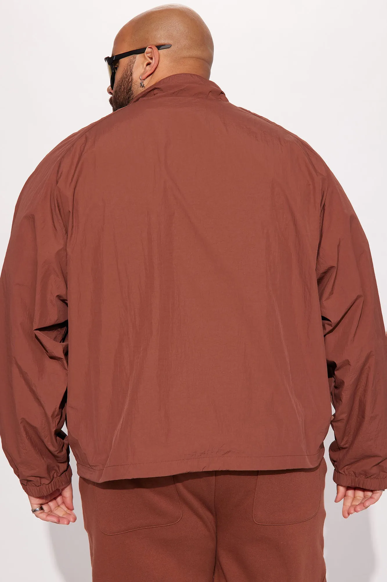 Batter Up Crinkle Nylon Technical Anorak - Brown