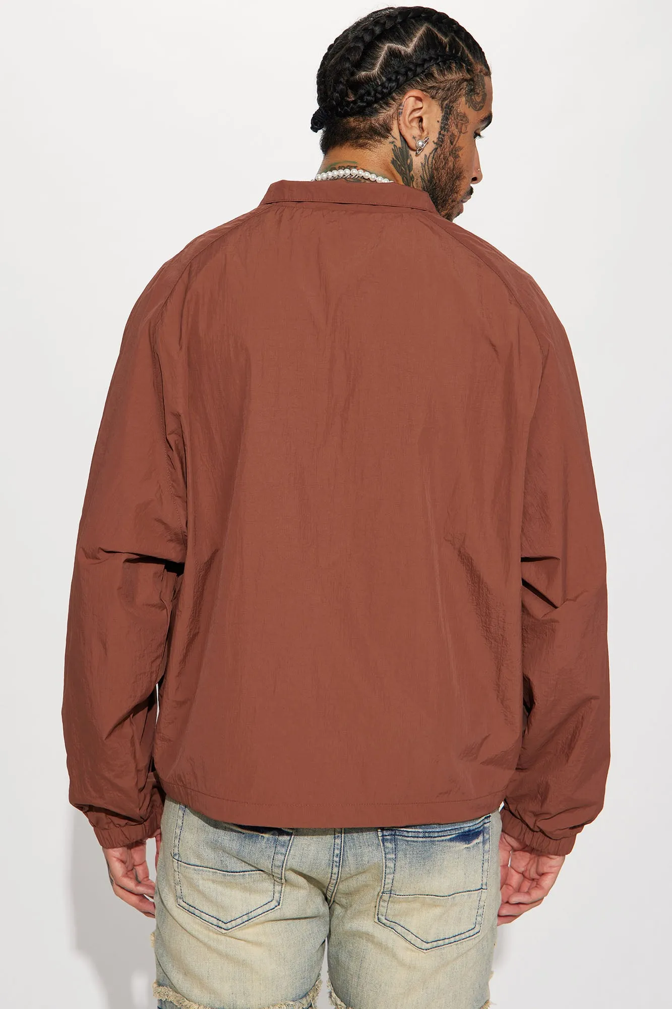 Batter Up Crinkle Nylon Technical Anorak - Brown