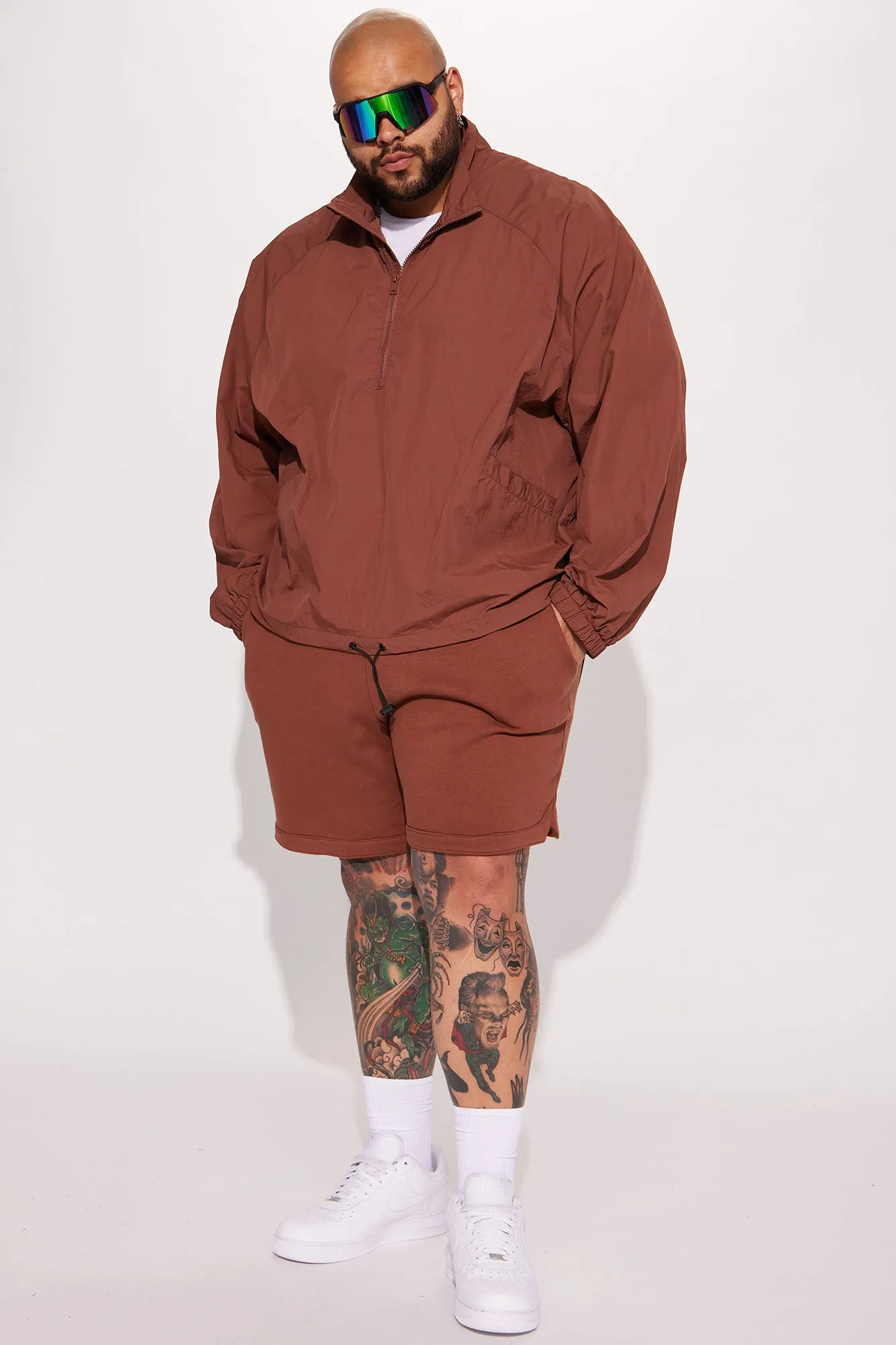 Batter Up Crinkle Nylon Technical Anorak - Brown