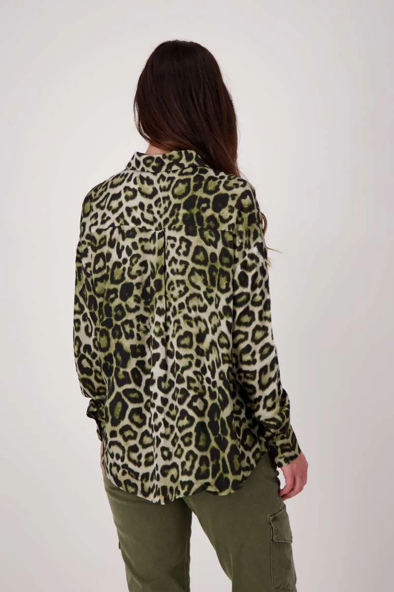 Blouse Leopard Print in Olive Pattern 806119MNR by Monari