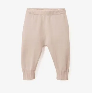 CHALK PINK FINE KNIT COTTON BABY PANT