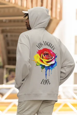 Colorful Rose LA Love Hoodie (Arched black script)