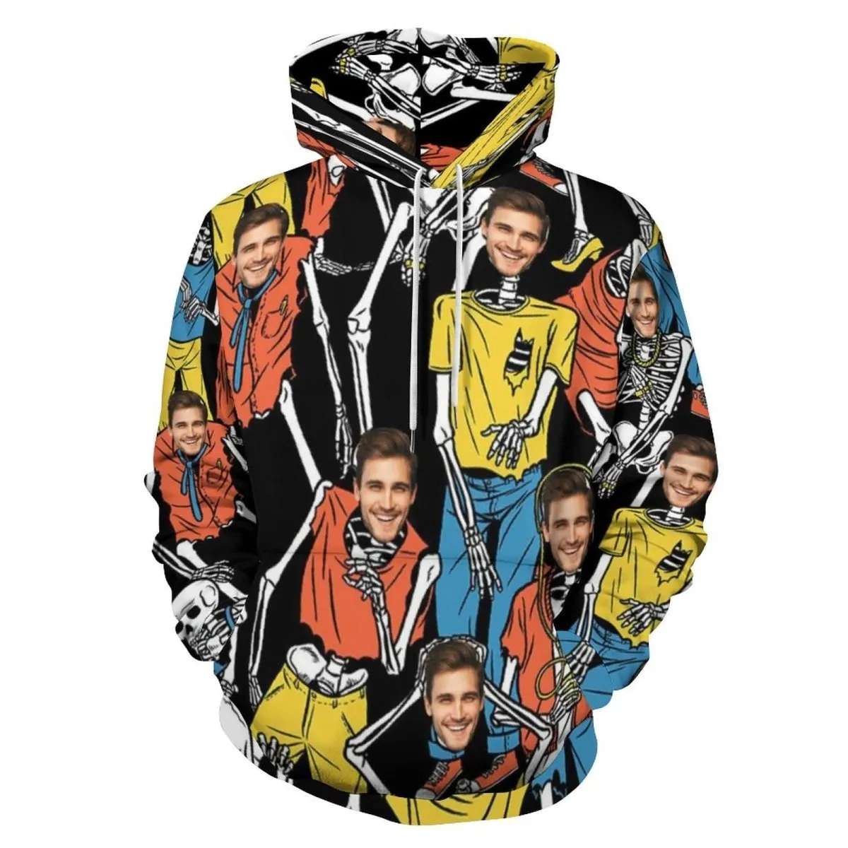 Custom Face Hoodie Skeleton Unisex Large Size Design Your Own Hoodie Personalized Loose Hoodie Top Outfits