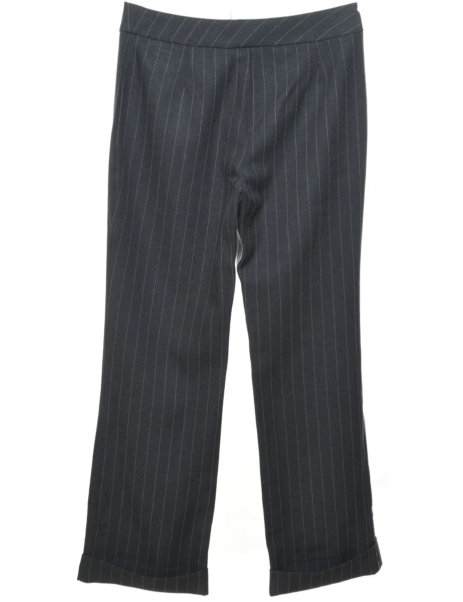 Dark Grey Striped Classic Trousers - W32 L31