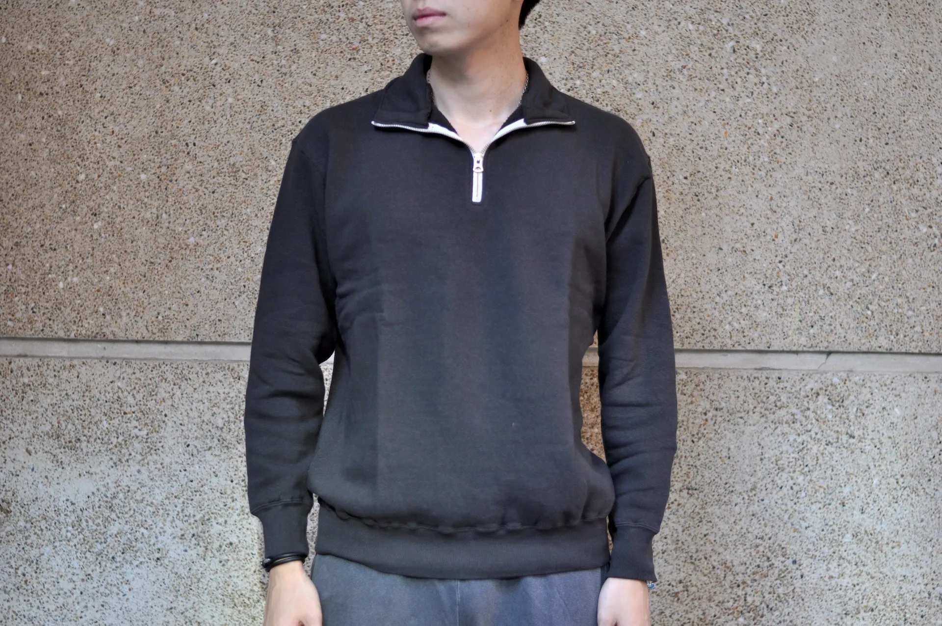 Dubble Works 11oz "Tsuri-ami" Half Zip Loopwheeled Sweatshirt (Sumi Black)