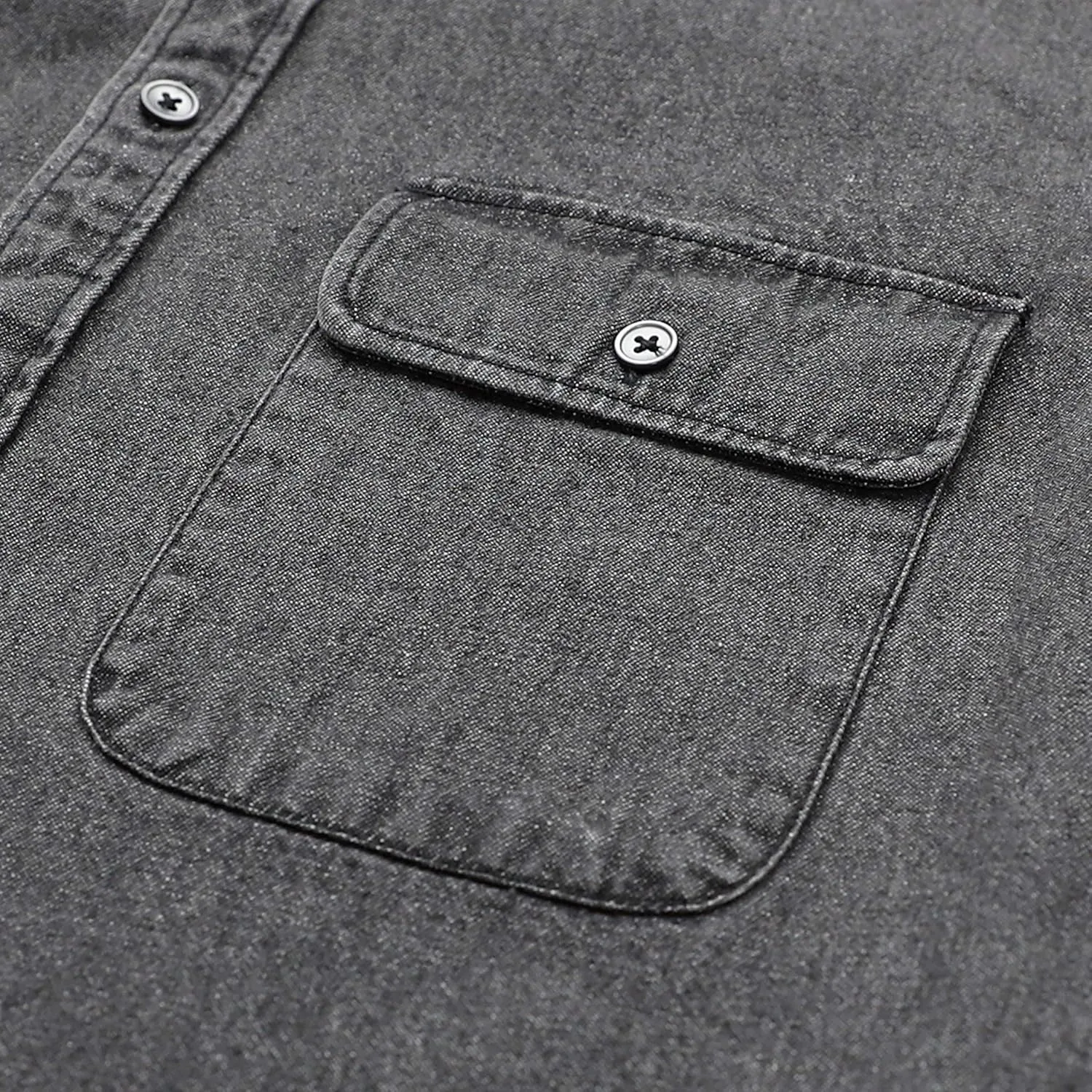 DubinikMens Short Sleeve Button Down Shirts Denim Short Sleeve Shirt Men Two Pocket Western Soft Work Casual Denim Shirt