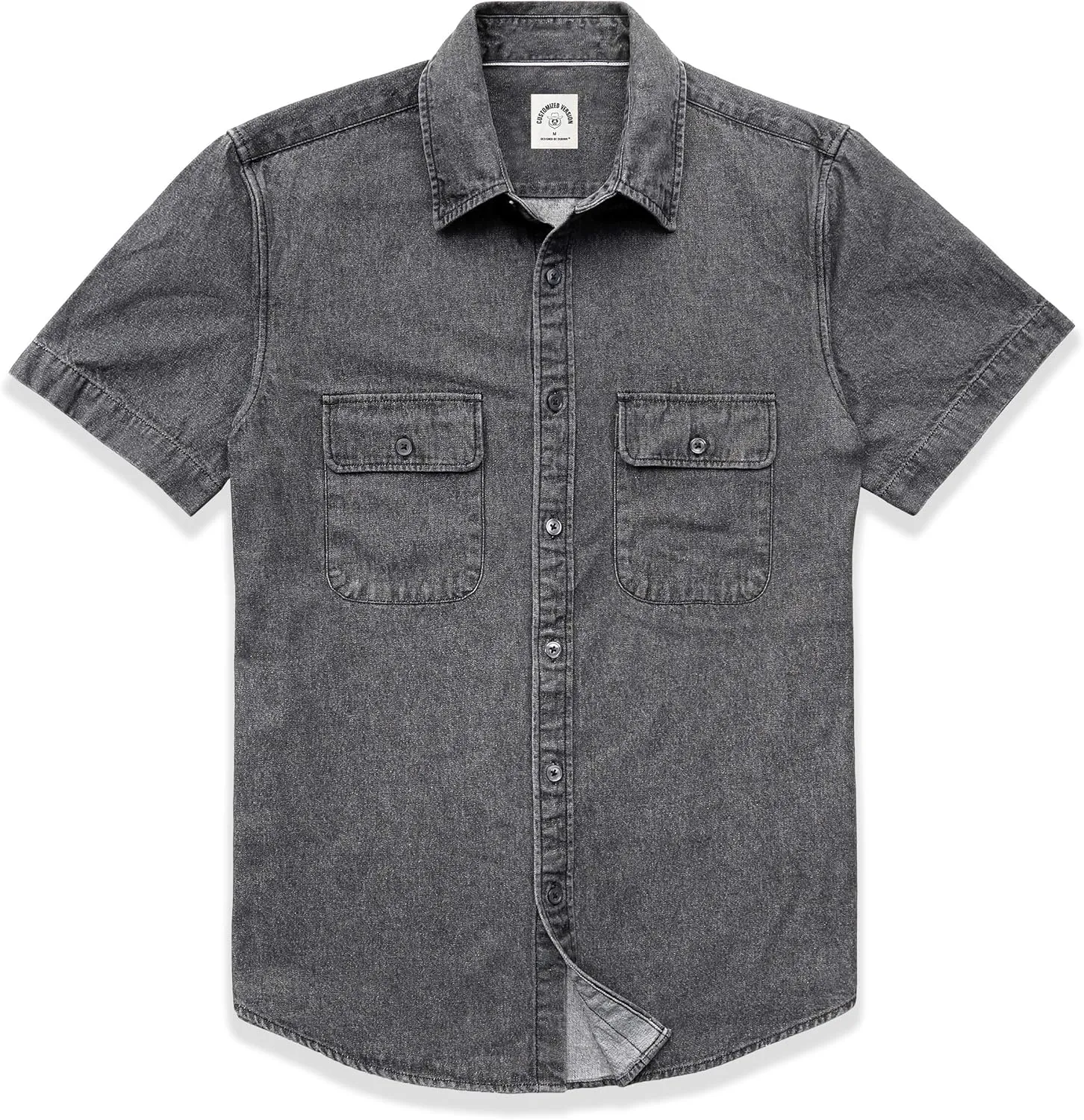 DubinikMens Short Sleeve Button Down Shirts Denim Short Sleeve Shirt Men Two Pocket Western Soft Work Casual Denim Shirt