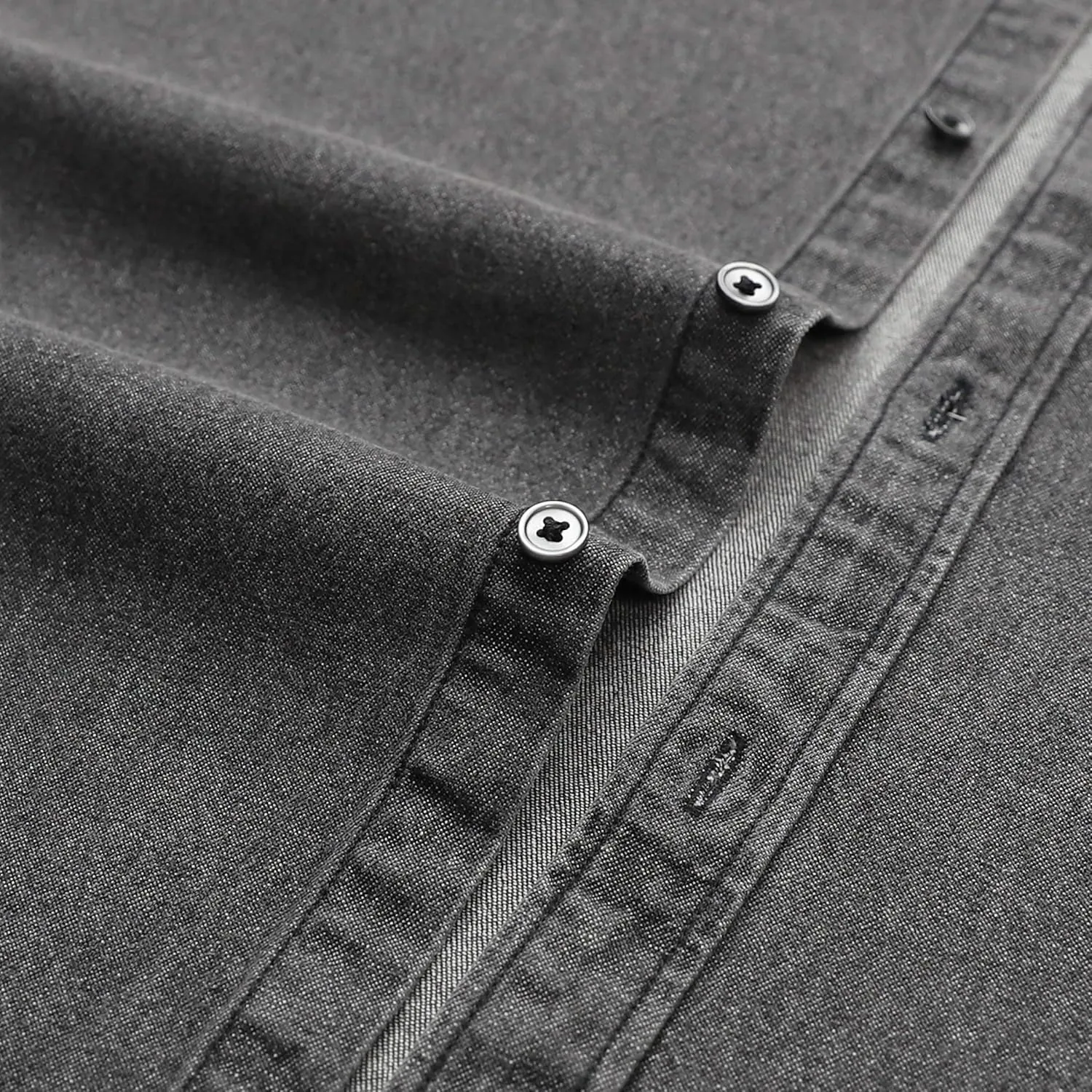 DubinikMens Short Sleeve Button Down Shirts Denim Short Sleeve Shirt Men Two Pocket Western Soft Work Casual Denim Shirt