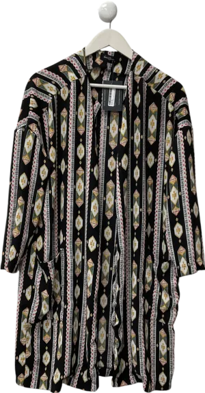 ebonie n ivory Black Patterned Long Sleeve Blouse UK L