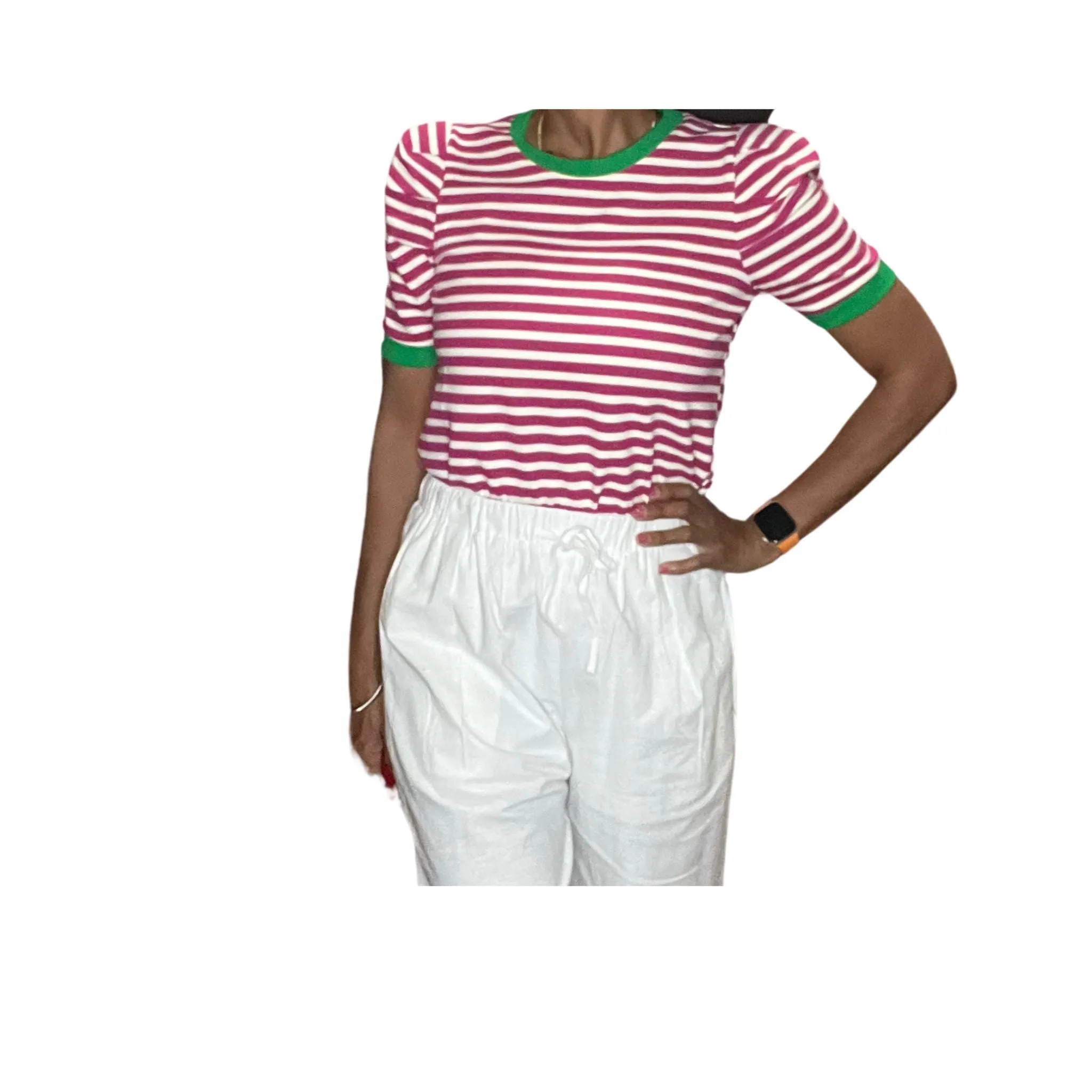 Eve Pink and White Stripe Pullover Top