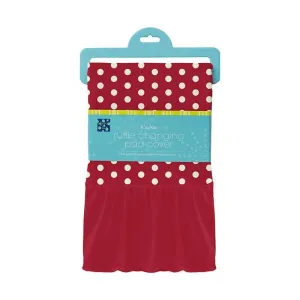 Girl's Print Bamboo Ruffle Changing Pad Cover, Candy Apple Polka Dots - One Size