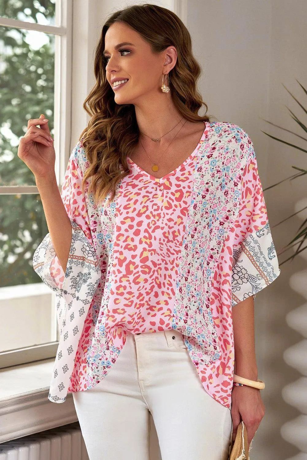 Good Times V Neck Dolman Sleeve Blouse