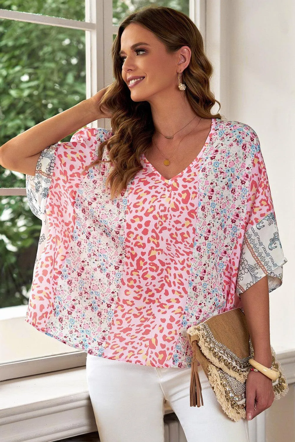 Good Times V Neck Dolman Sleeve Blouse