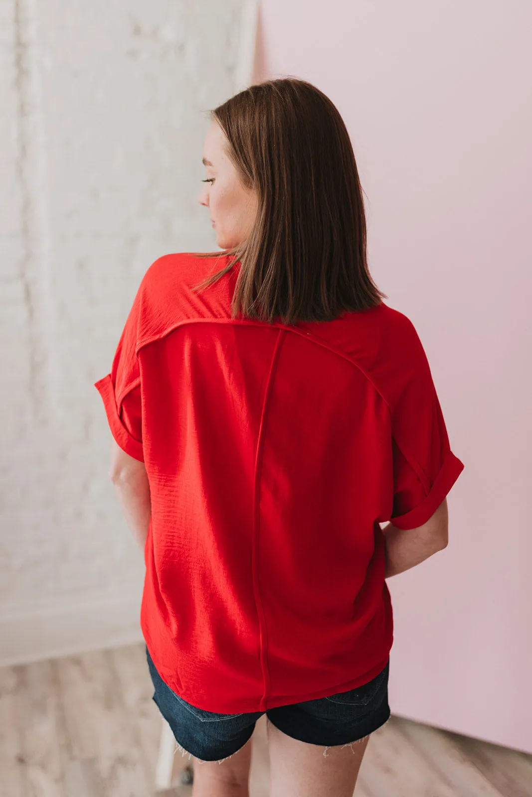 Happiest Ever Red Short Sleeve Blouse