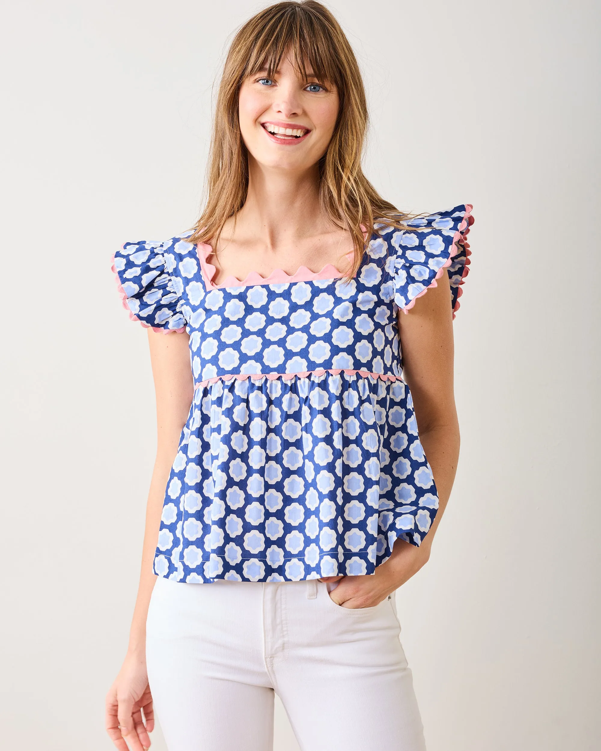 Hello Hexagon - Dunmore Blouse - Periwinkle Pop