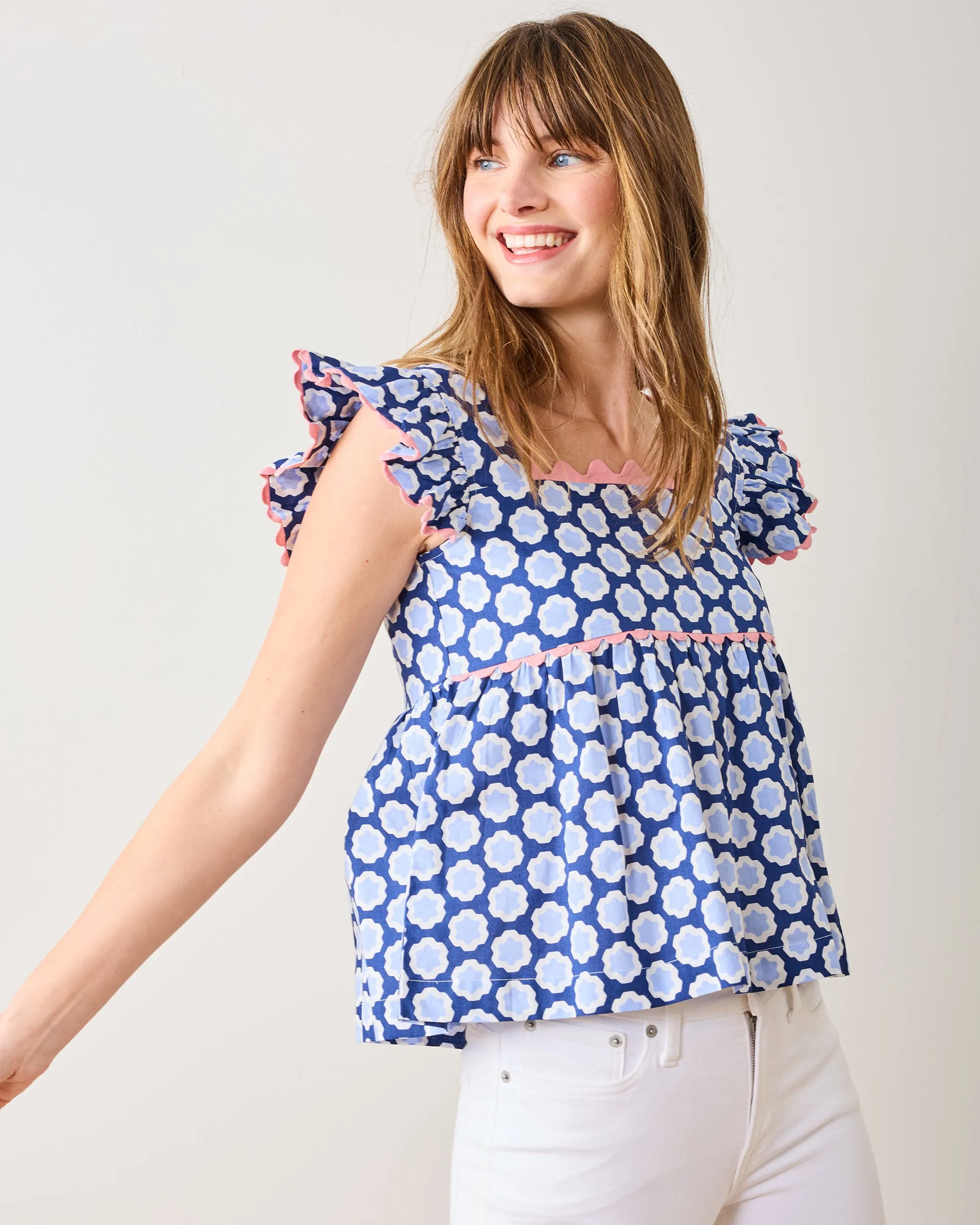 Hello Hexagon - Dunmore Blouse - Periwinkle Pop