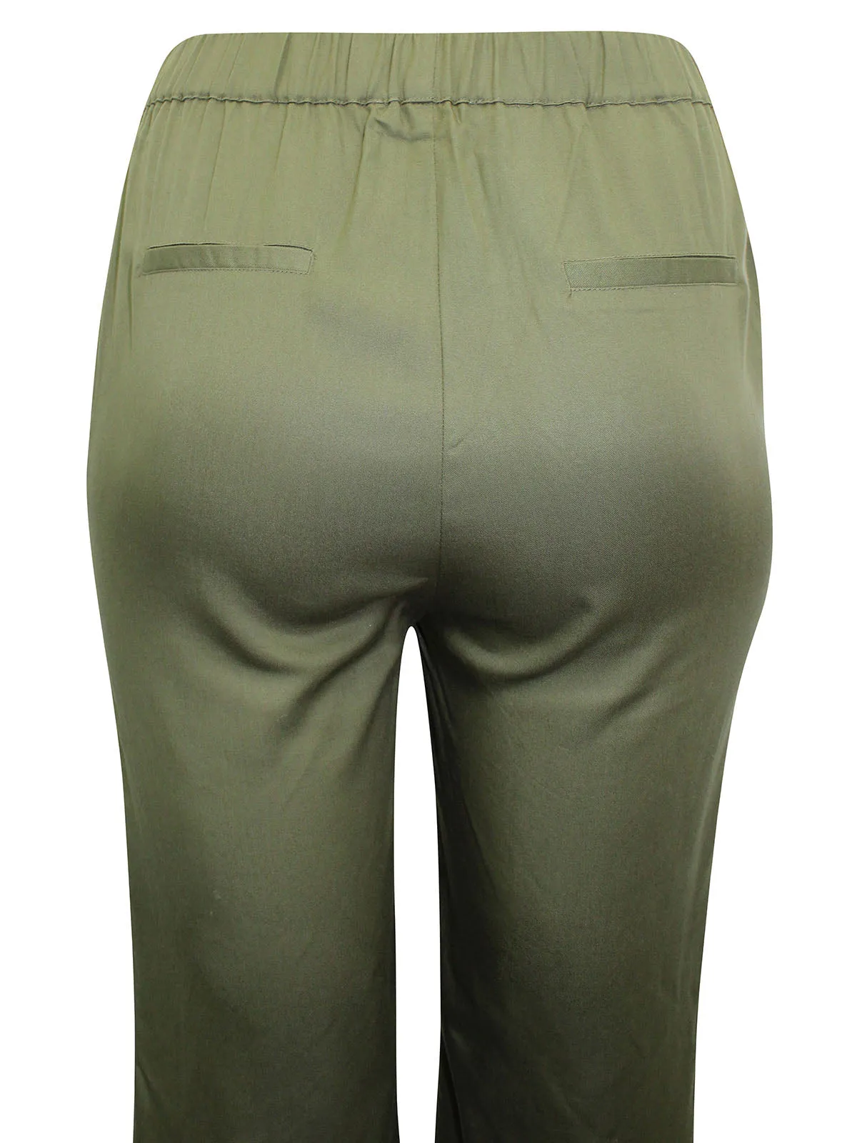 Ladies Lily Ella Khaki Pull On Elasticated Full Length Plus Size Trousers
