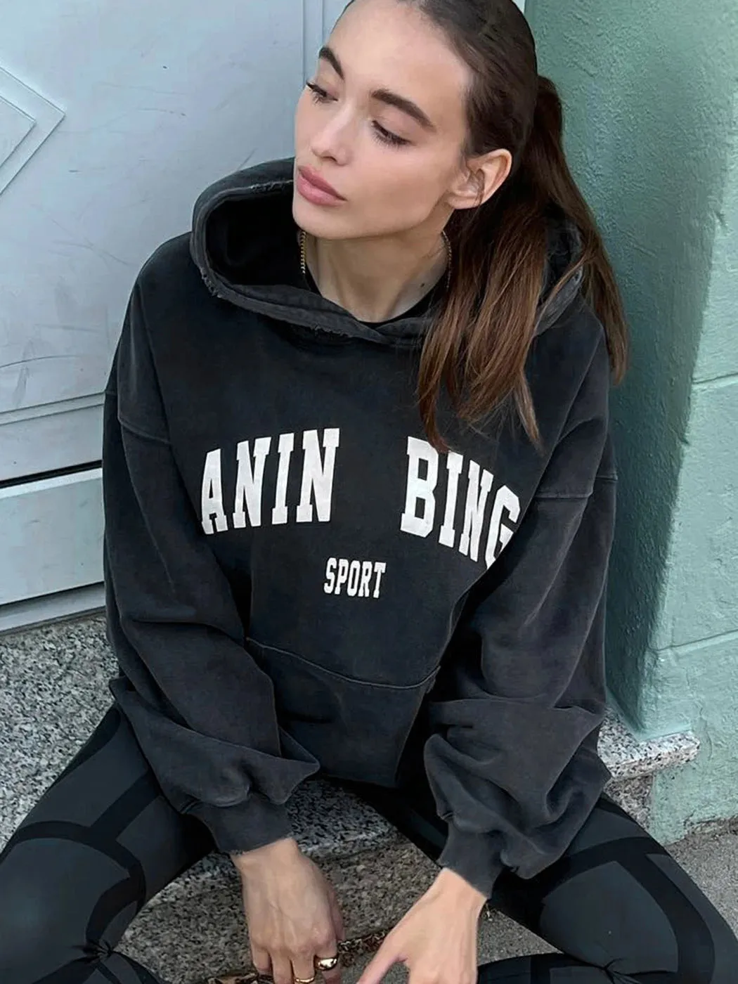 Lady Glams Cotton Velvet Letter Sweatshirt for Women