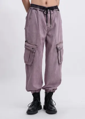 Lavender Acid Washed Cargo Pants