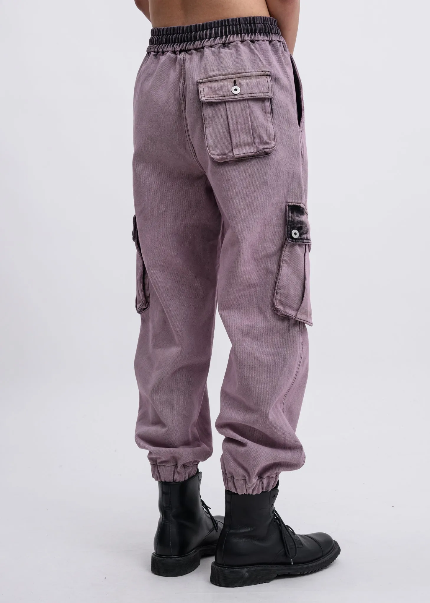 Lavender Acid Washed Cargo Pants