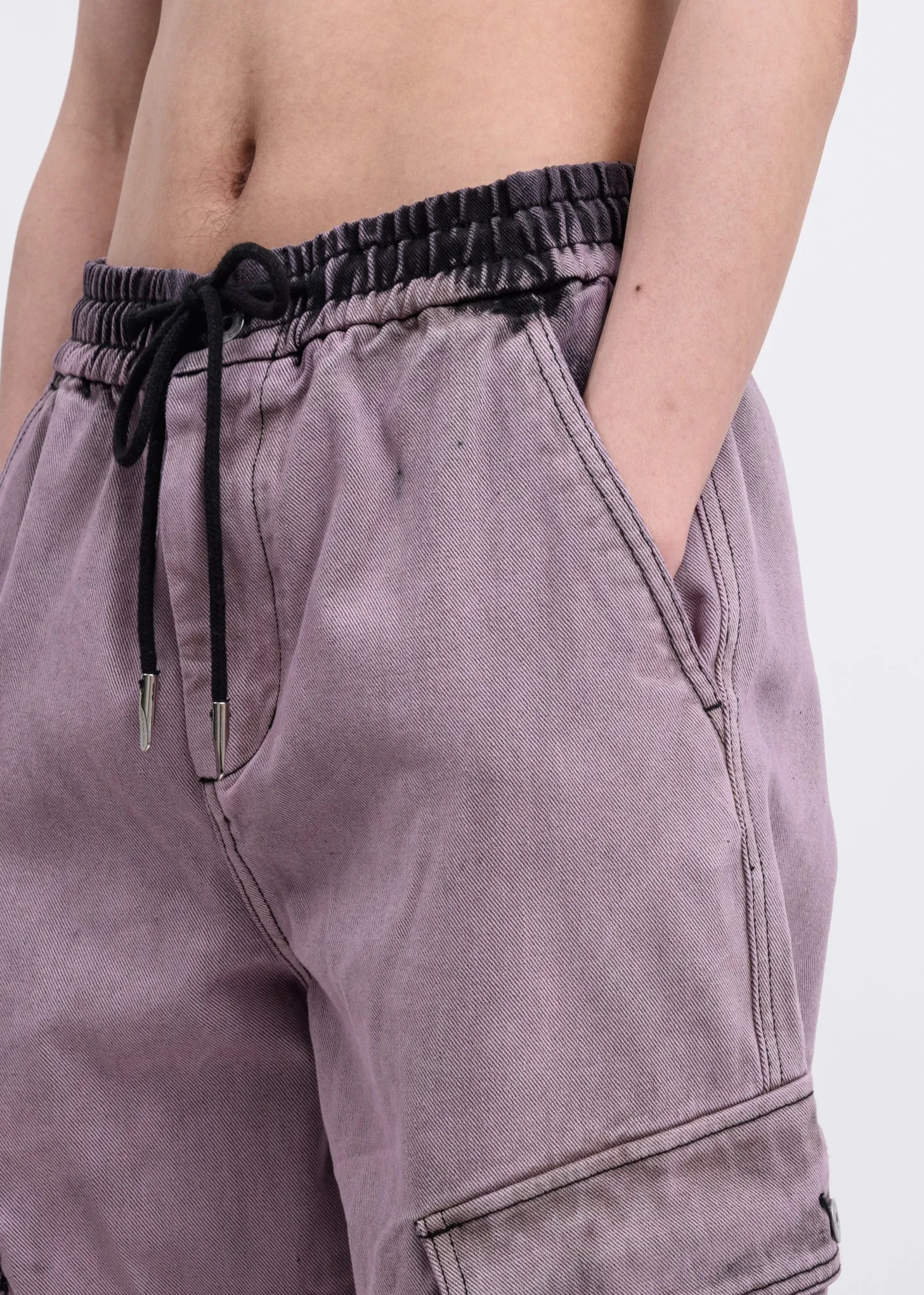 Lavender Acid Washed Cargo Pants