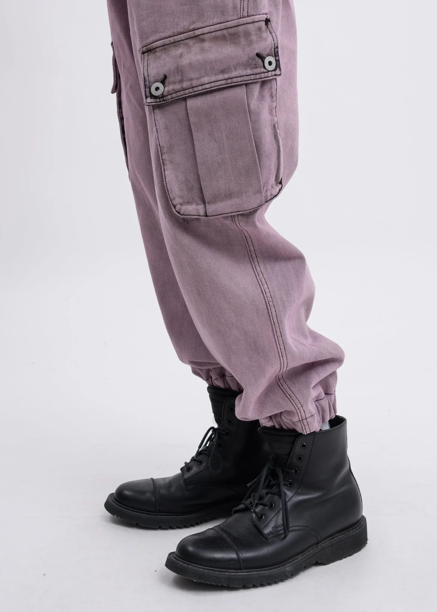 Lavender Acid Washed Cargo Pants