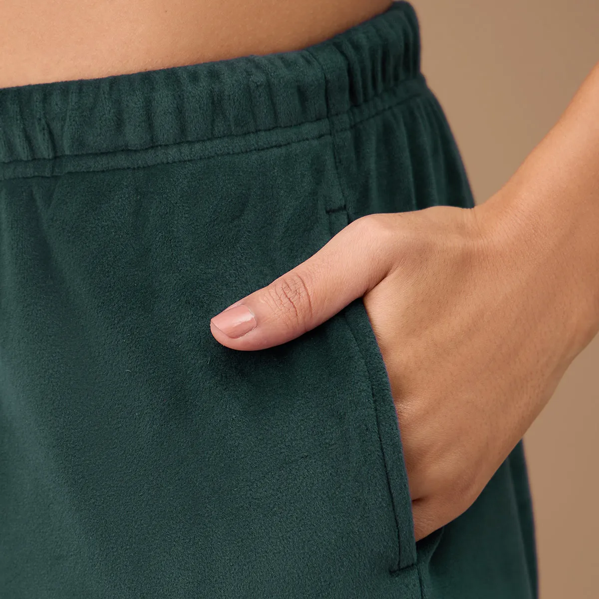Luxe Velour Pants in Relaxed Fit-NYS048-Green
