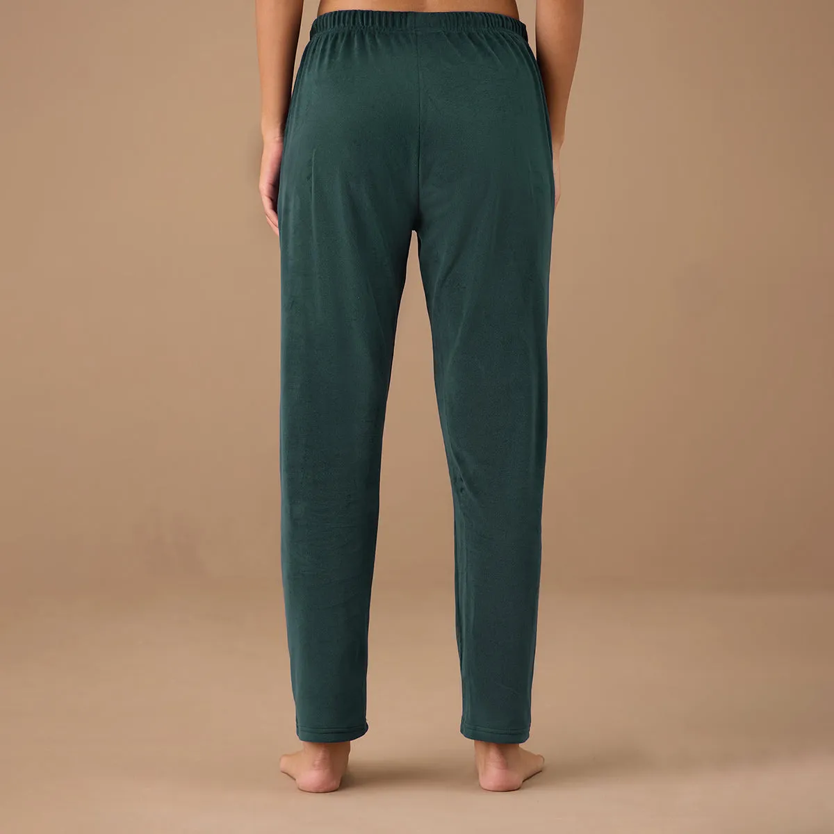 Luxe Velour Pants in Relaxed Fit-NYS048-Green