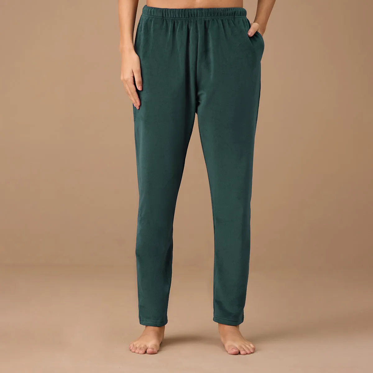 Luxe Velour Pants in Relaxed Fit-NYS048-Green