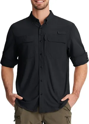 Men's Fishing Shirts Long Sleeve Quick Dry Breathable Shirts Outdoor Work UV Sun Protection Button Down Shirts