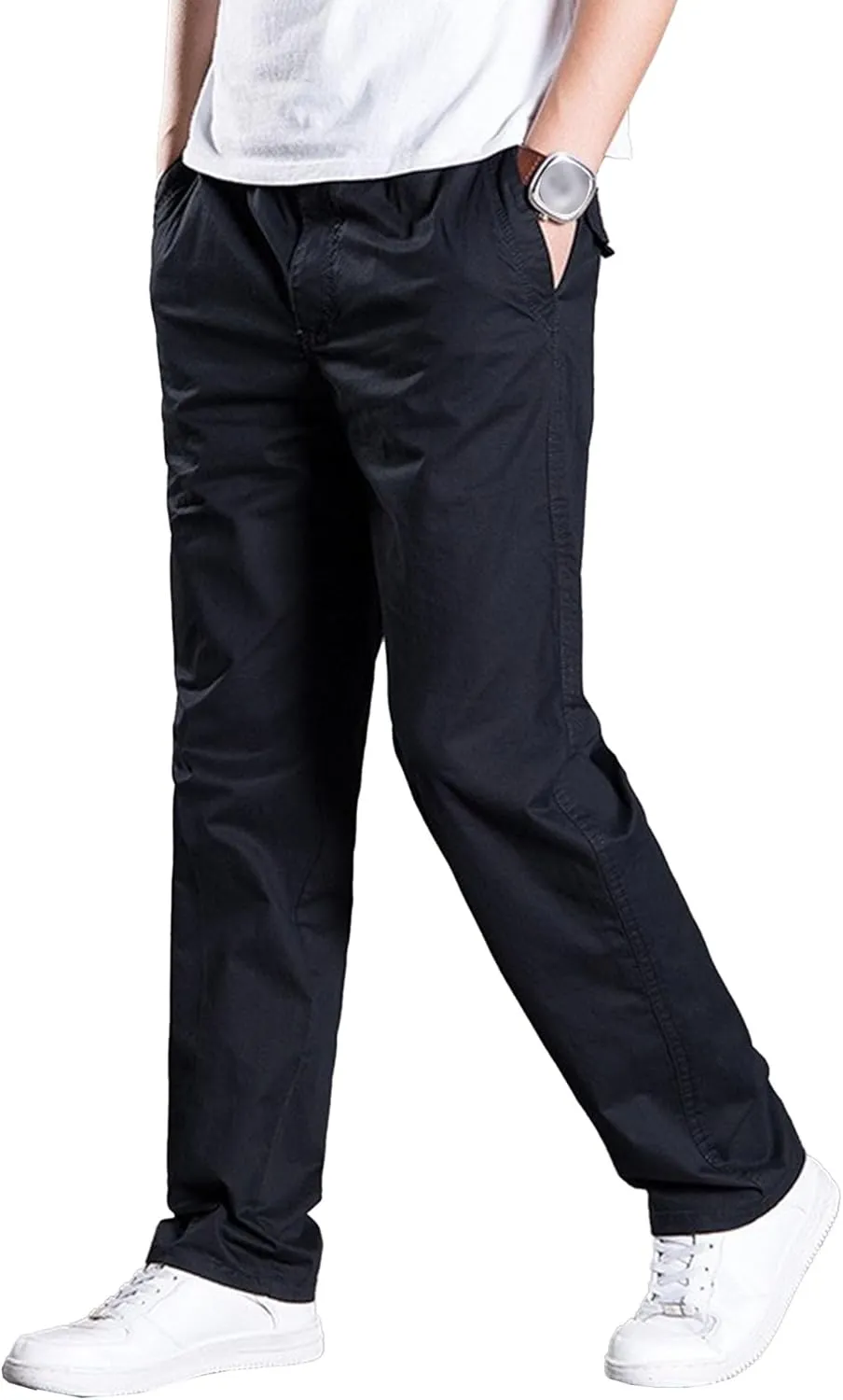 Men's Lightweight Casual Streetwear Pants Straight Leg Outdoor Hiking Pants Relaxed Fit Fashion Cargo Trousers