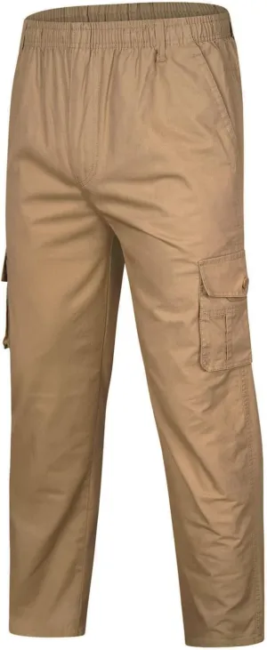 Men's Relaxed Fit Stretch Cargo Pant Tactical Hiking Elastic Waist Pants with Pocket Lightweight Casual Trousers
