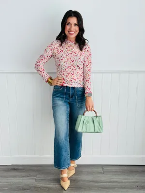 Multi Floral Mesh Long Sleeve Top (Reg. and Plus)