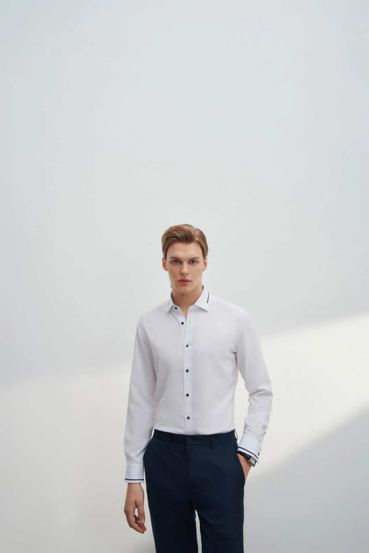 Non-Iron Quick Dry Smart Fit Twill Shirt Design Detail Collar