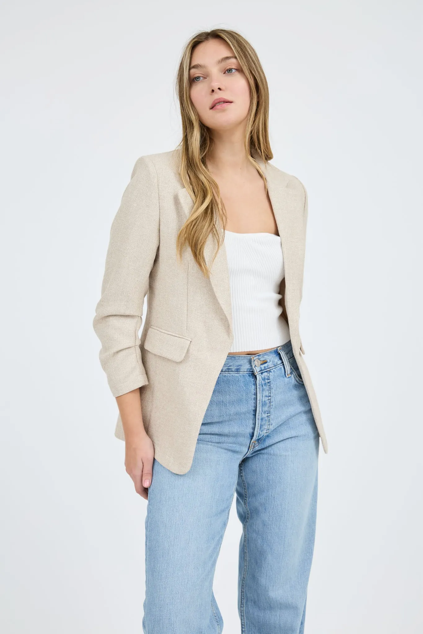 NOTCH COLLAR 3/4 SLEEVE BLAZER