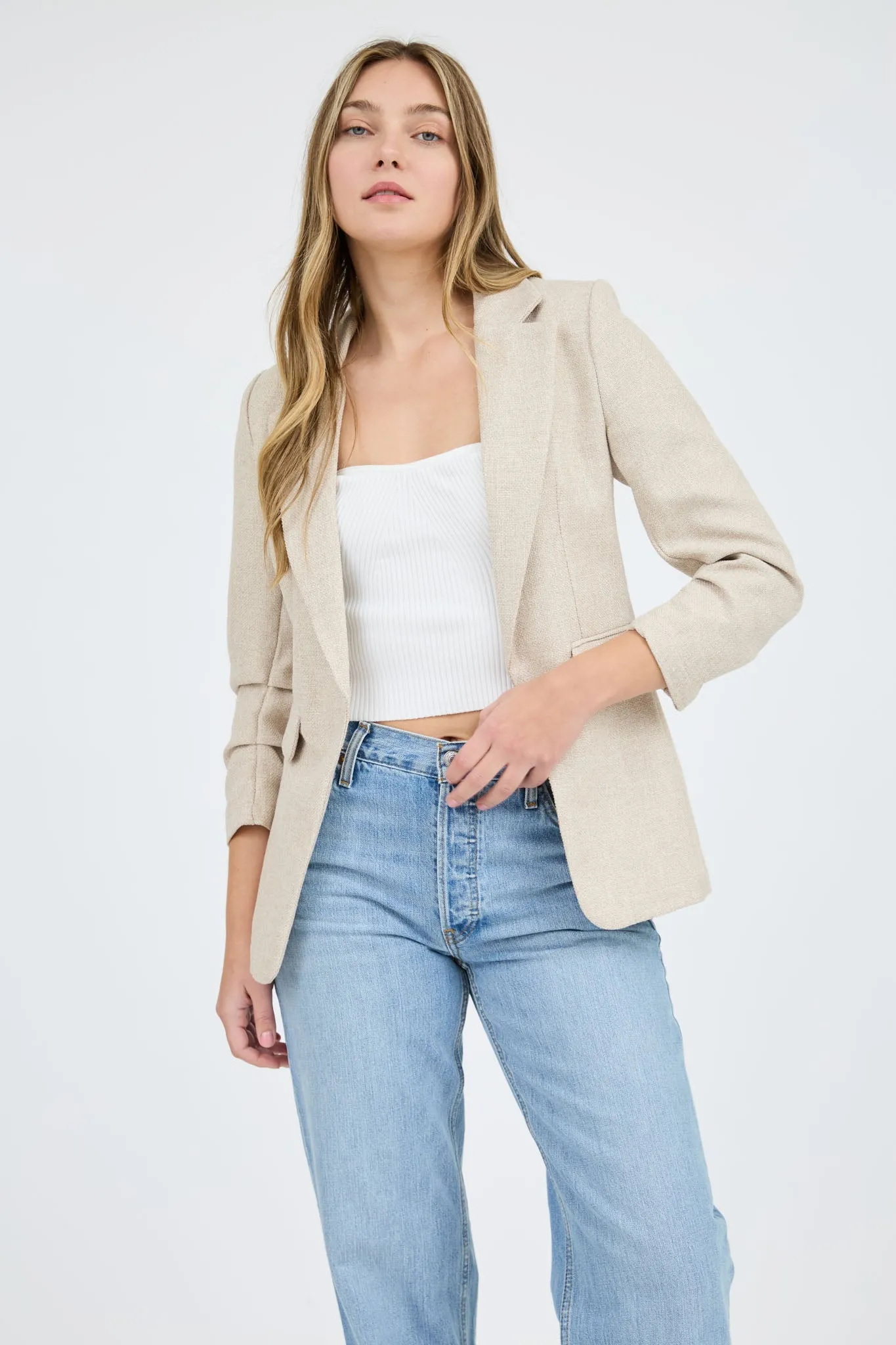 NOTCH COLLAR 3/4 SLEEVE BLAZER