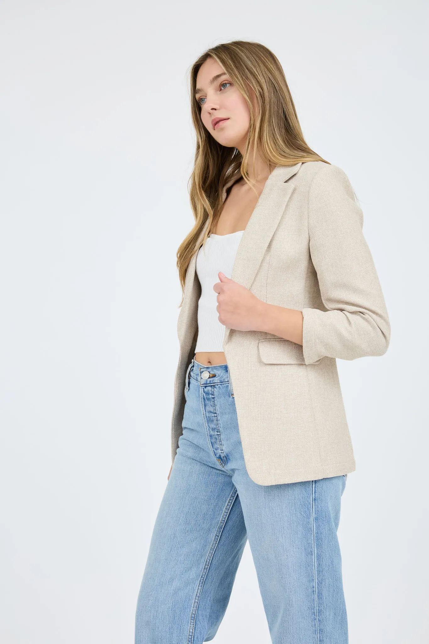 NOTCH COLLAR 3/4 SLEEVE BLAZER